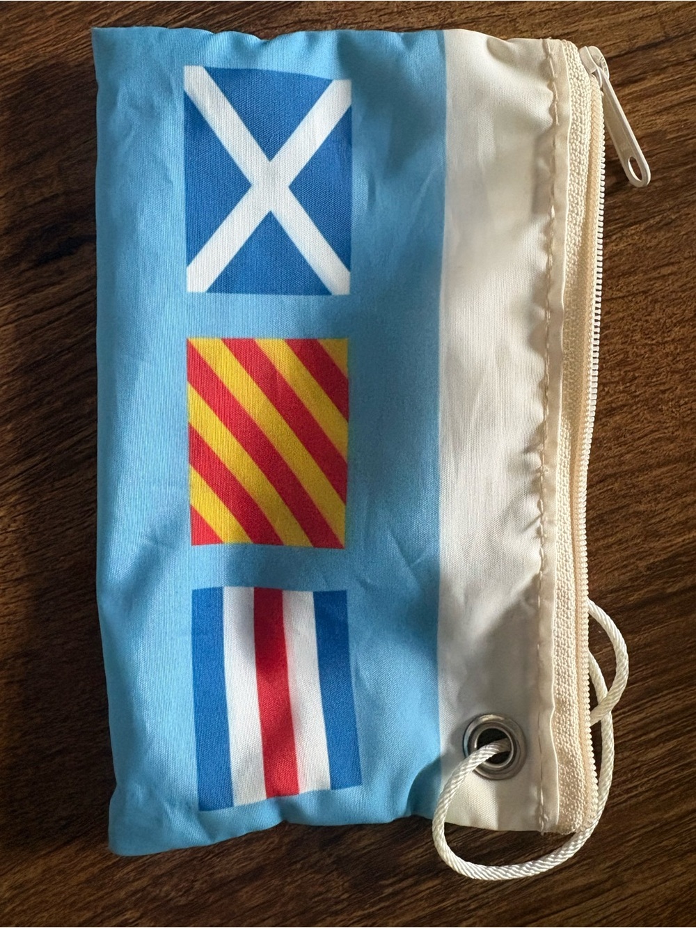 Sea bag Nautical Flag Print Zipper Pouch - Light Blue & White